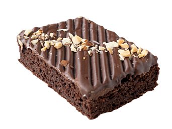 Proef onze overheerlijke pure chocolade brownie getopt met amandel