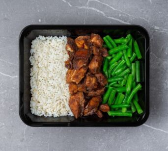 Rijst met Kip Teriyaki en Sperziebonen maaltijd